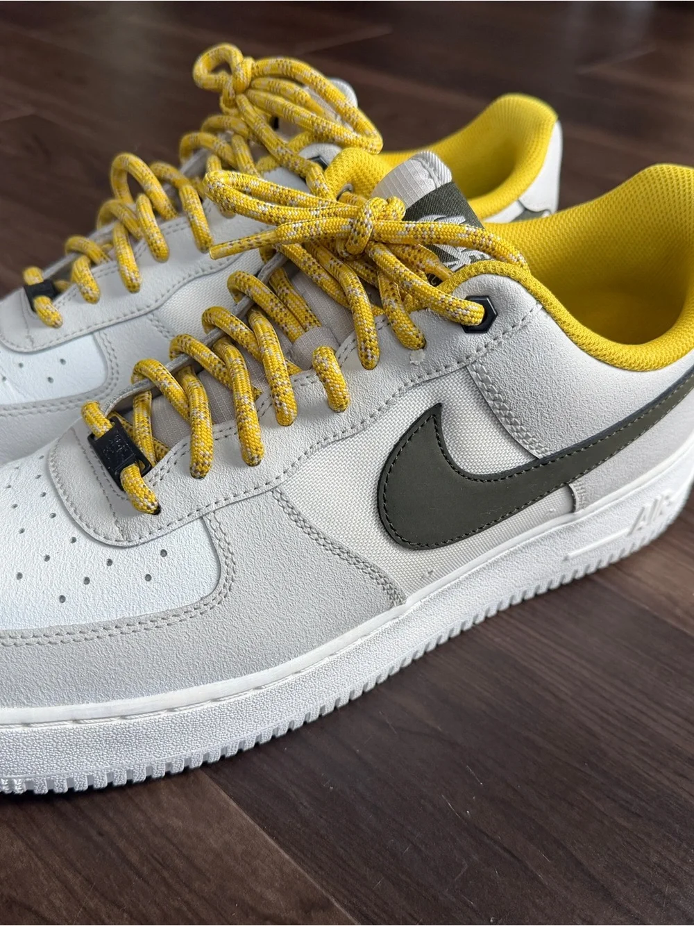 Nike Air Force 1 ‘07 LV8 — White/Olive/Yellow — Men’s Size 12
